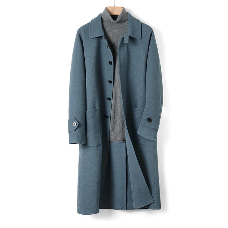 Первоклассная саржевая ткань Naizaiga! Мужское двустороннее Свободное пальто из 100%