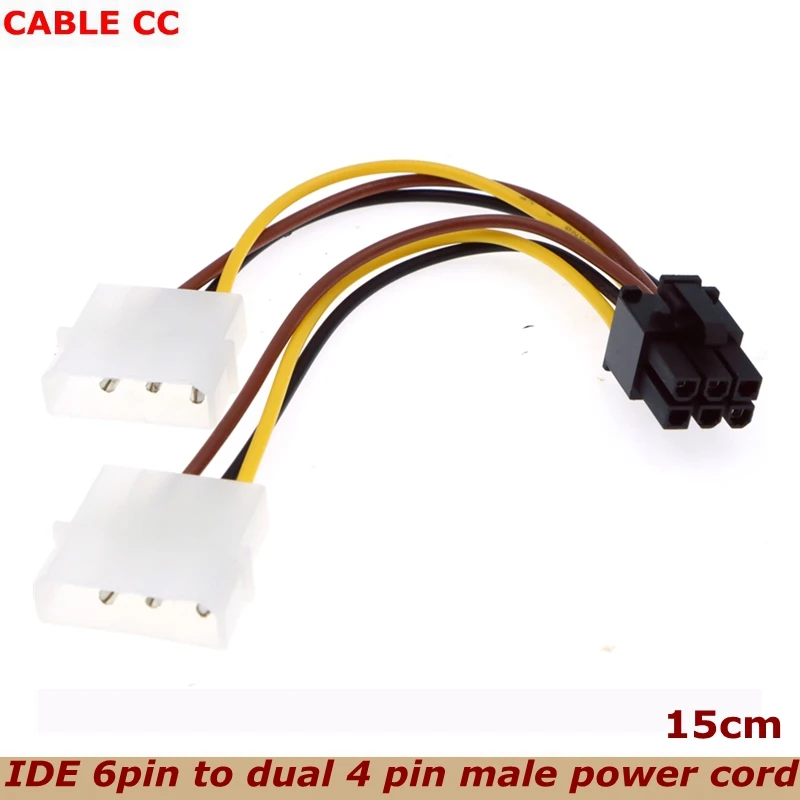 Футов 6 дюймов 2 x Molex 4-контактный до 6-контактный PCI Express Видеокарта Pci-e ATX PSU кабель