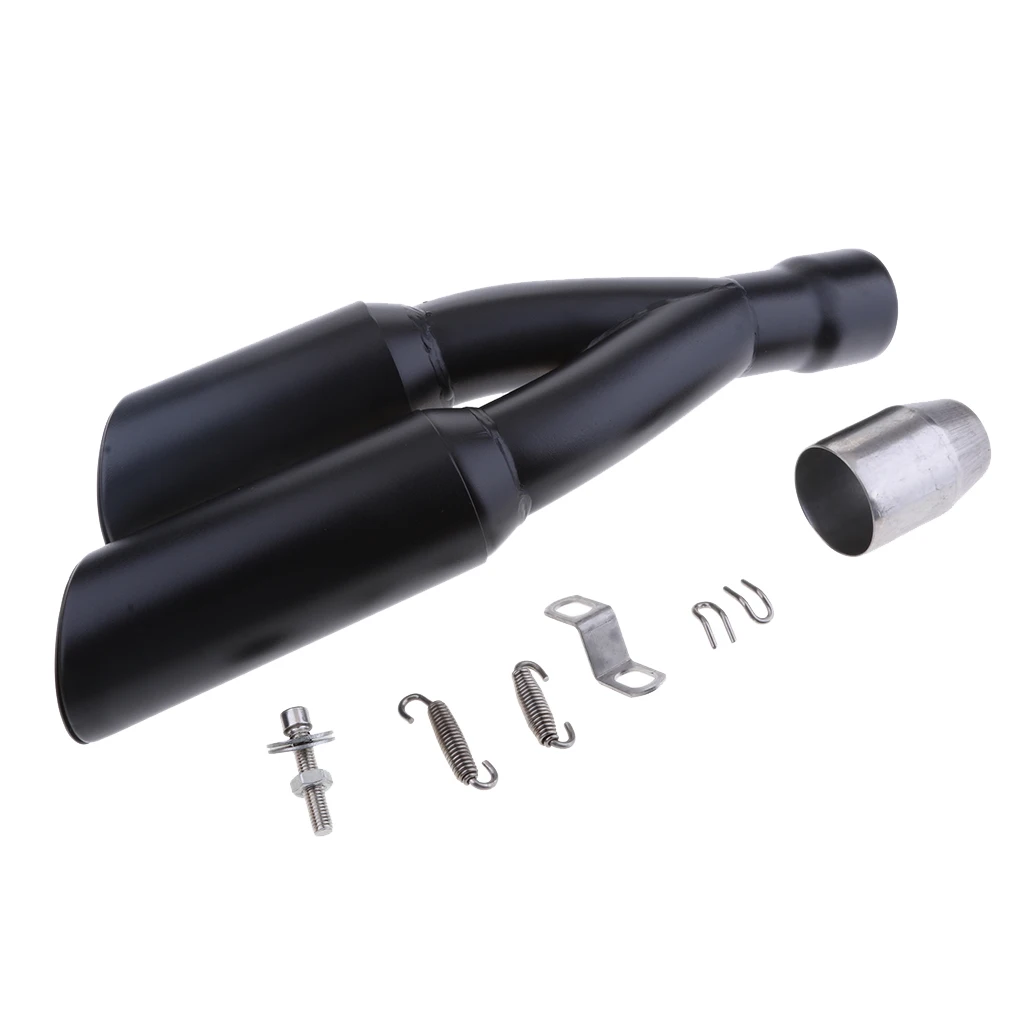36-51mm Black Double Dual Outlet Exhaust Muffler Pipe GP Motorcycle Silencer | Mufflers