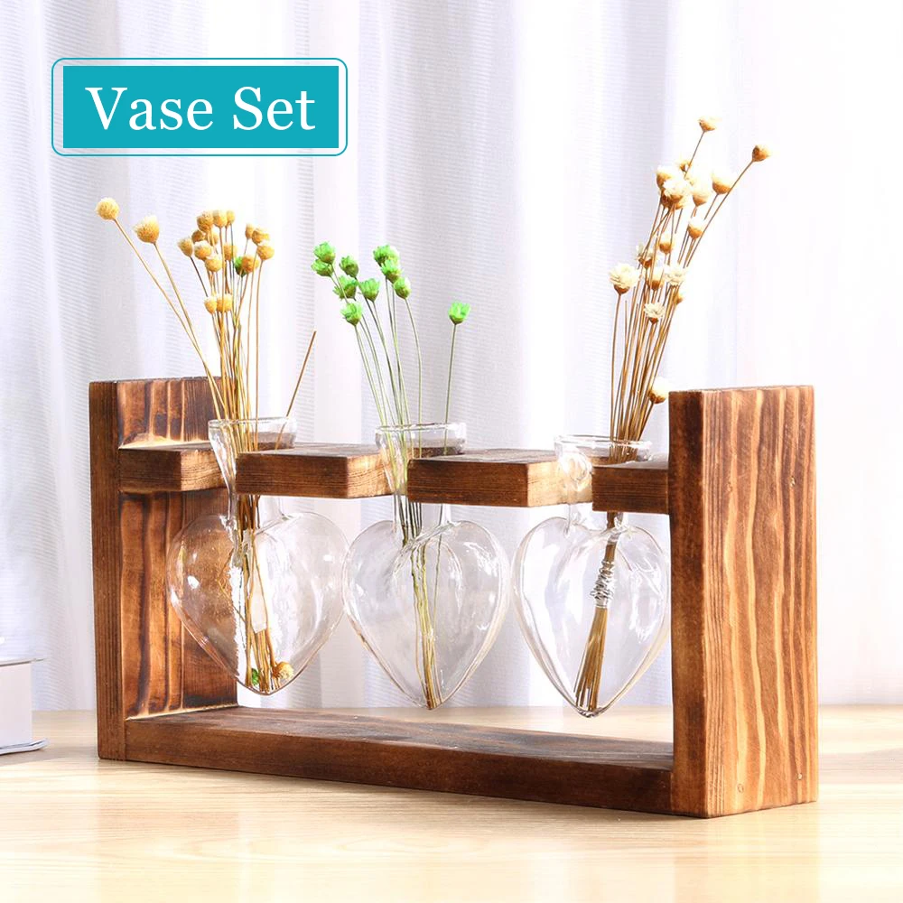 Стеклянная и деревянная ваза плантатор стол для террариума настольный