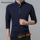 Новая мужская футболка с длинным рукавом NaranjaSabor, однотонная приталенная рубашка на пуговицах, Мужская модная повседневная бейсбольная рубашка N697