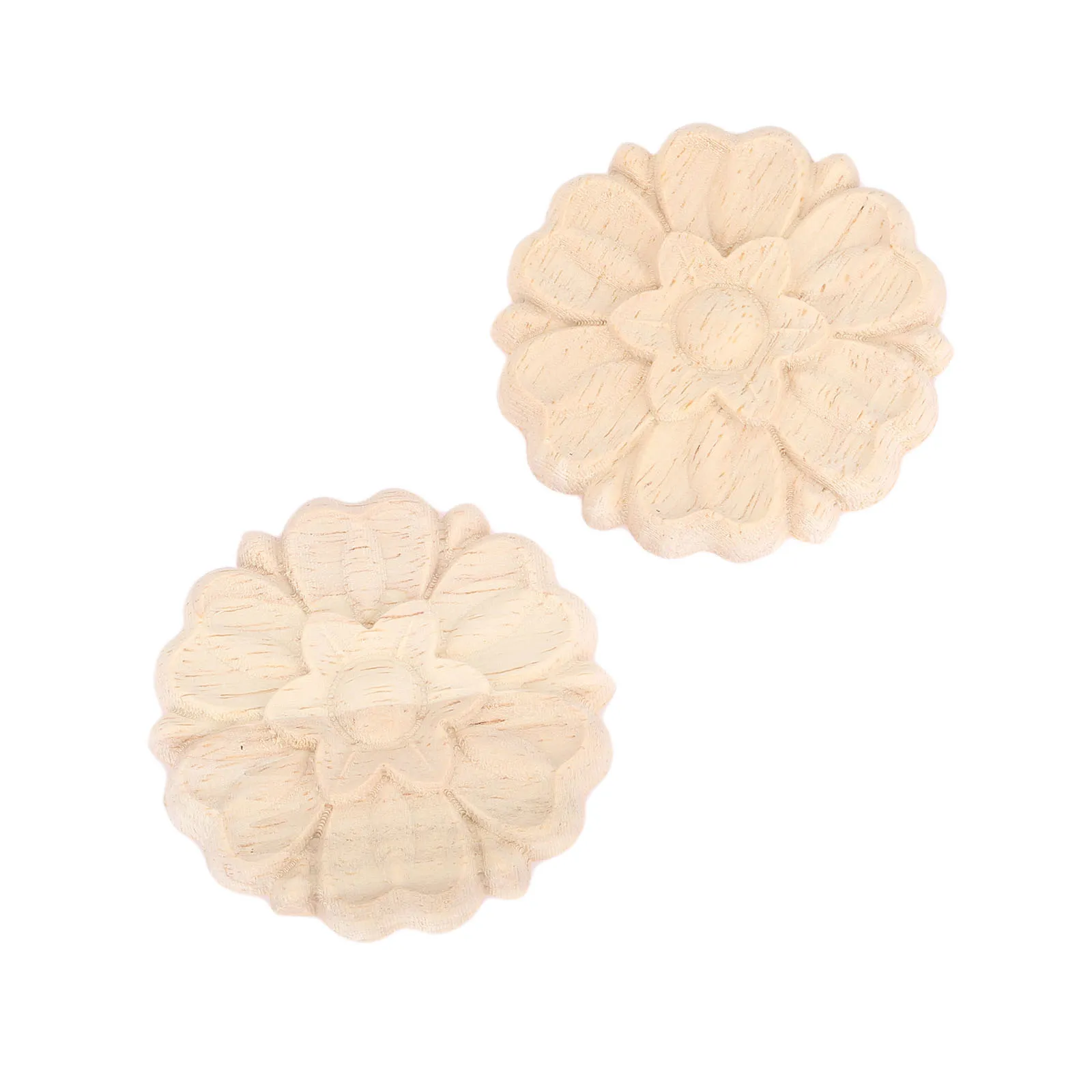 2Pcs 6*6cm Oak Wood Floral Carving Appliques Furniture Decorative Corner Decal Cabinet Door Frame Figurine Craft Decor |