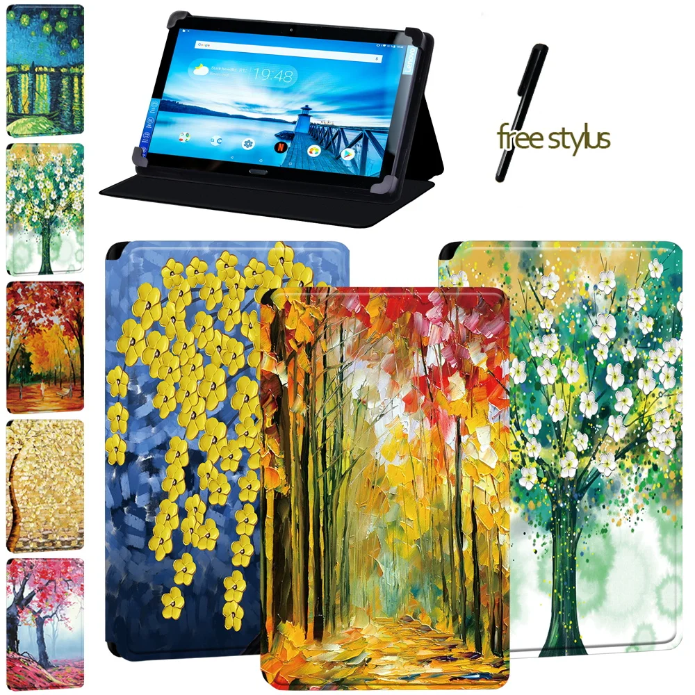 

For Lenovo Tab P10 Tablet Case for Lenovo Smart Tab P10 10.1 Inch - Anti -cratch Leather Stand Flip Painting Series Cover Case