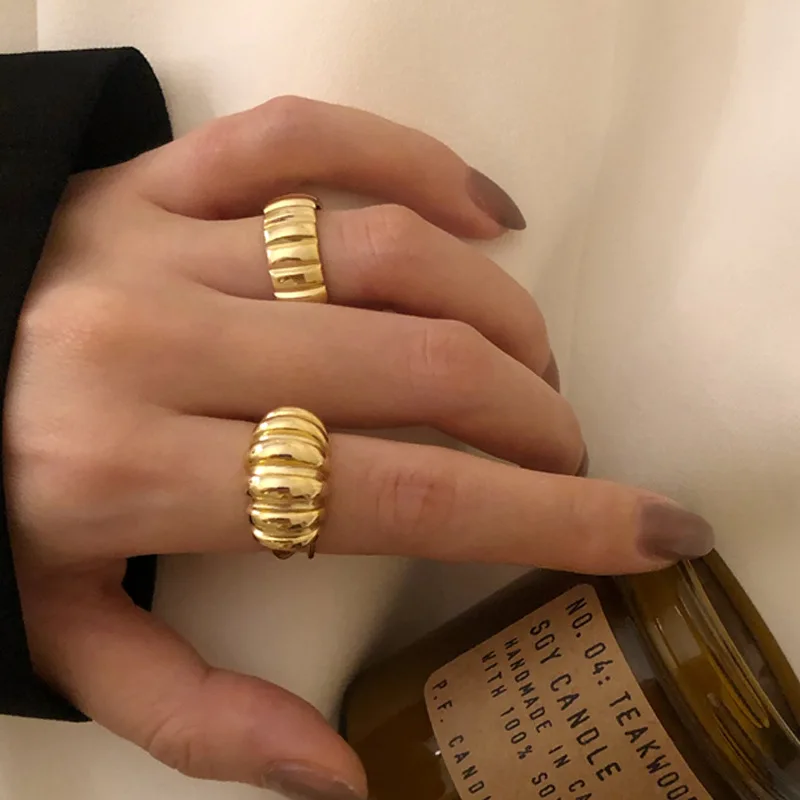 Винтажные минималистский круассан волос ошибка прилив Bump Открытый 14k золотые