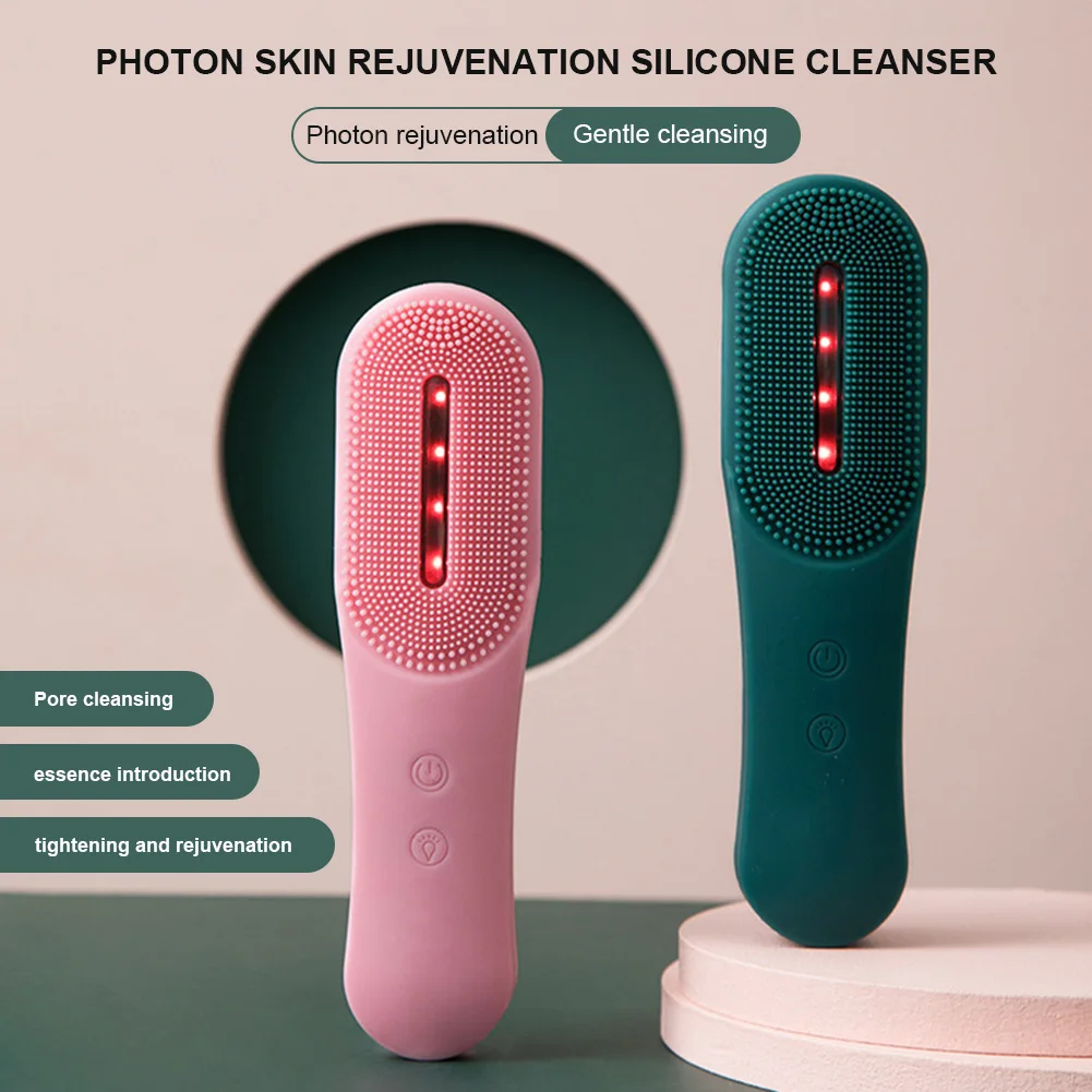 

Ultrasonic Silicone Electric Facial Cleansing Brush Sonic Face Cleanser Cleansing Skin Mini Washing Massager Brush Rechargeable