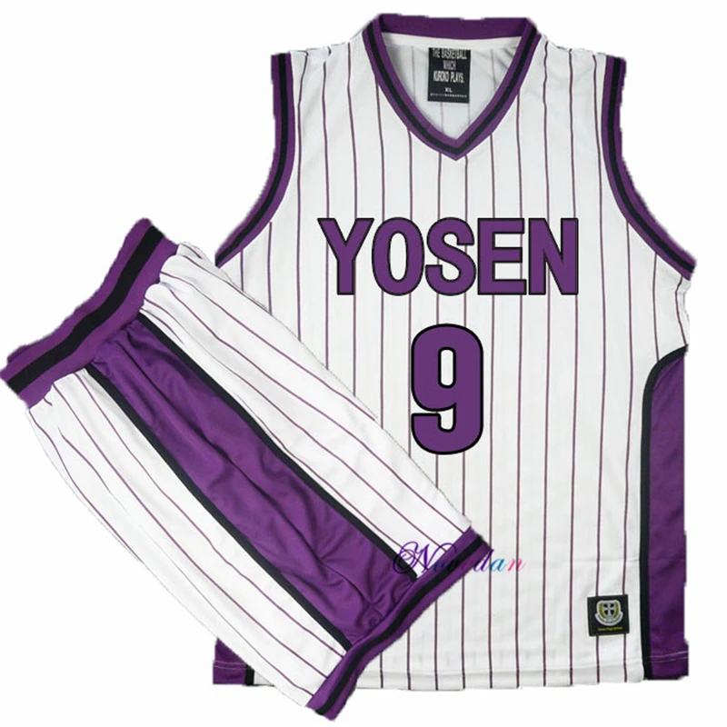 

3D Kuroko no Basuke Cosplay Yosen Basket School Uniform Murasakibara Atsushi Jersey 9 12 Sportswear Men T-shirt Shorts Set