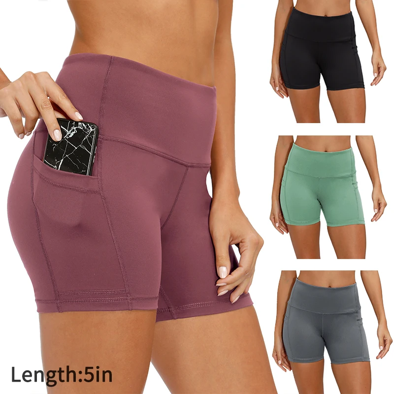 

Шорты женские с завышенной талией, Велосипедки для занятий йогой, тренажерного зала, бега, спортивные шорты для йоги