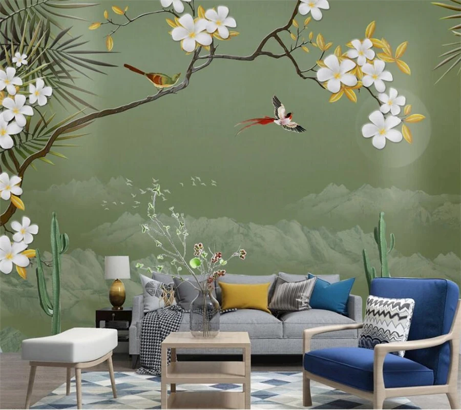 Большой Настенный художник wellyu на заказ с новыми китайскими тиснеными цветами и