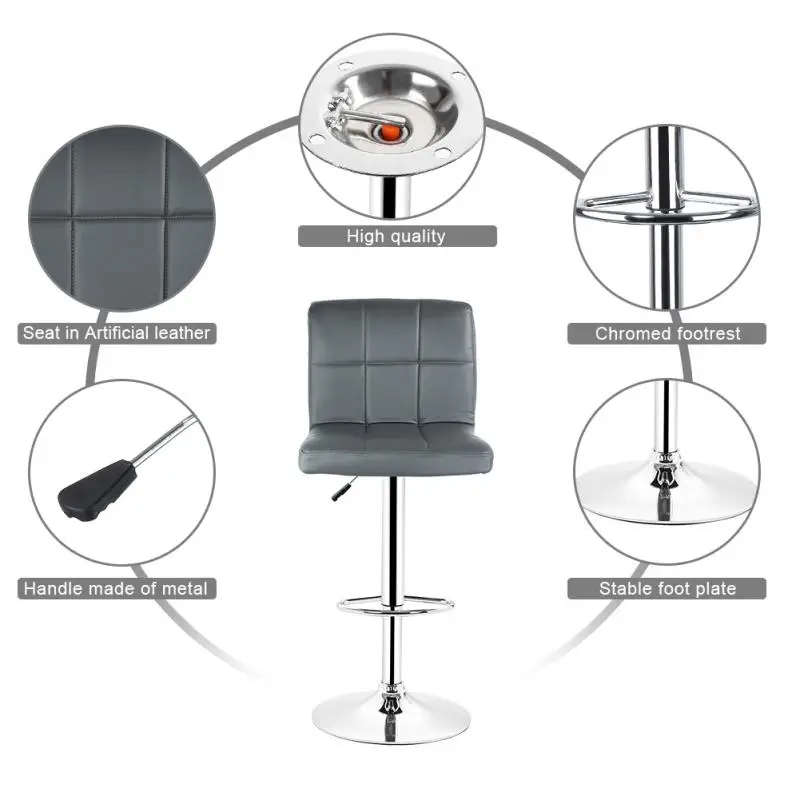 2pcs Bar Chair Modern Fashion Soft PU Leather Barstool Swivel Adjustable High Stool Kitchen Living Room HWC | Мебель