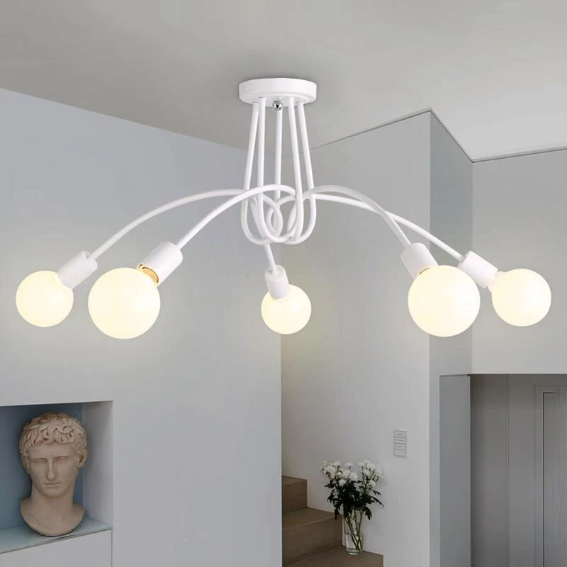 Ретро железная люстра E27 винтажная потолочная лампа в черном/белом/красном цвете