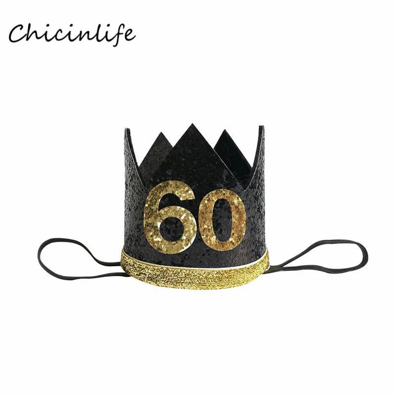 60 Chicinlife 30 40 50 60 повязка на голову с короной на день рождения для женщин 30th 40th 50th День рождения украшение для взрослых день рождения Юбилей шляпа - Цвет: 60