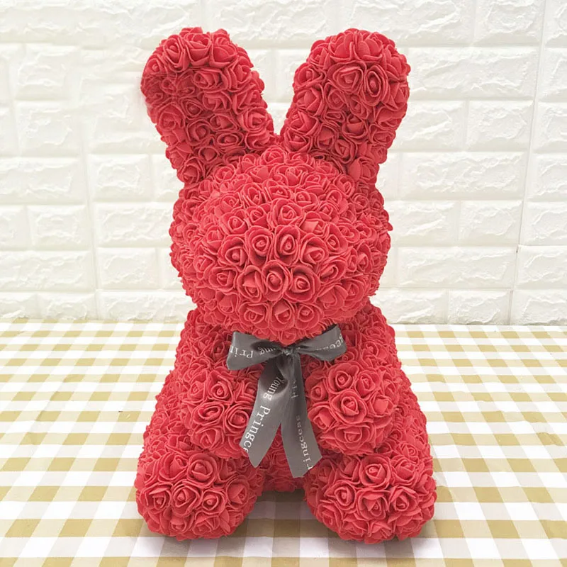 45cm red rabbit Горячая Распродажа кролик, собака, панда, единорог, плюшевый медведь, роза, мыльный цветок, искусственная игрушка, рождественские подарки для женщин, подарок на день Святого Валентина - Цвет: 45cm red rabbit