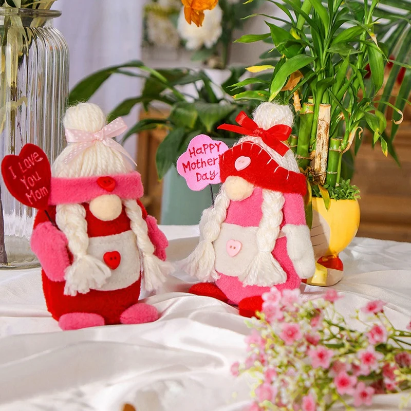 

2 Pcs Mother's Day Faceless Doll Desktop Adornment Gnome Plush Doll Gifts for Festival Party Ornaments Home Decoration