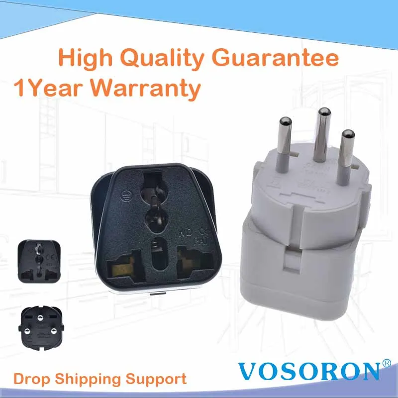 Универсальная штепсельная вилка типа H из черной меди 10 А 250 В для ЕС США