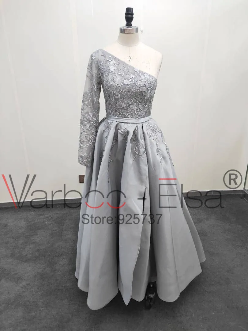 Длинное выпускное платье, сексуальное, с открытой спиной, с разрезом, Robe De Soiree, кружевные вечерние платья, платья для торжества, на заказ, vestido de festa, одно плечо Аппликация