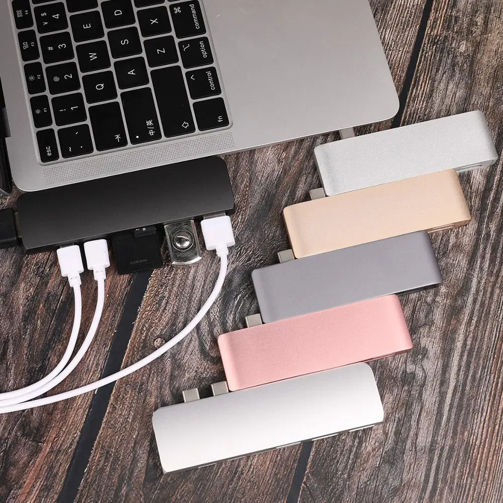 Два порта USB C концентратор до 4K HDMI адаптер Thunderbolt 3 двойной USB 3,1 данных type-C концентратор TF SD PD адаптер для MacBook Pro Air 13