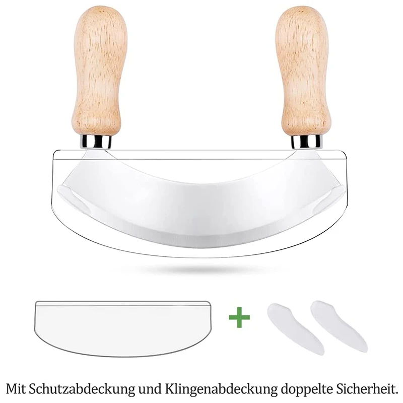 Нож для измельчения трав с 1 лезвием из нержавеющей стали нож пиццы деревянной