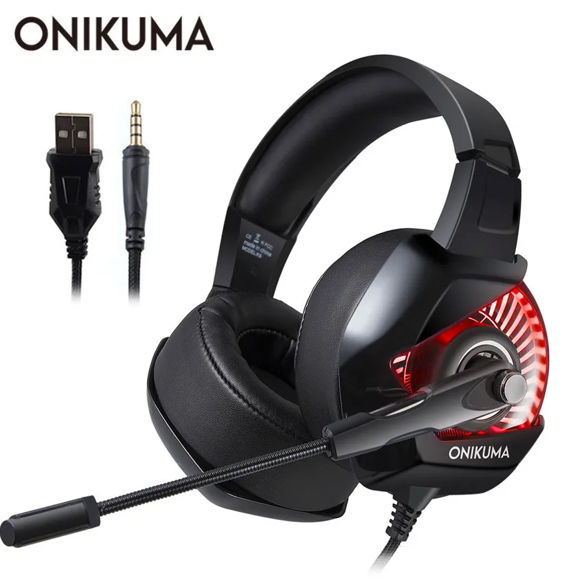 ONIKUMA PC игровая стереогарнитура casque PS4 Игровые наушники с микрофоном для нового Xbox
