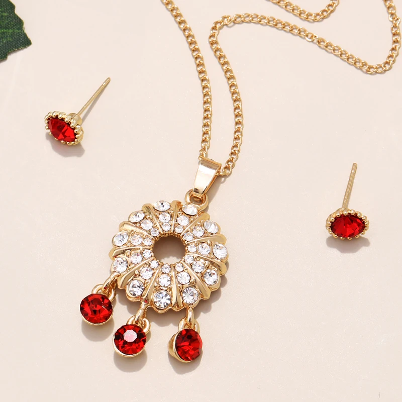 Модное красочное блестящее Ожерелье Стразы серьги Женский комплект ювелирных