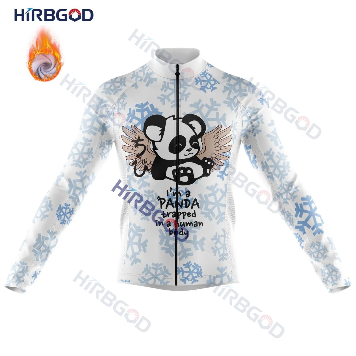 

HIRBGOD In Promotion Panda Angel Men's Fleece Cycling Jerseys Long Sleeve Autumn and Winter Breathable Bike Clothing TYZ2000-11