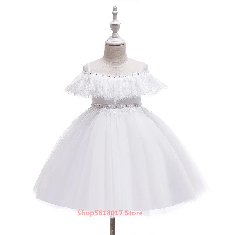 

2021 New Flower Baby Girls Dress Opening Ceremony Clothing Silk Tutu Party Evening Elegant Girls Princess Dress Kids Vestidos