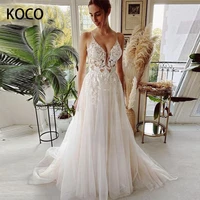 macdugal wedding dresses 2022 a line v neck tulle beach civil bride gowns simple flower applique sexy elegant vestido de novia