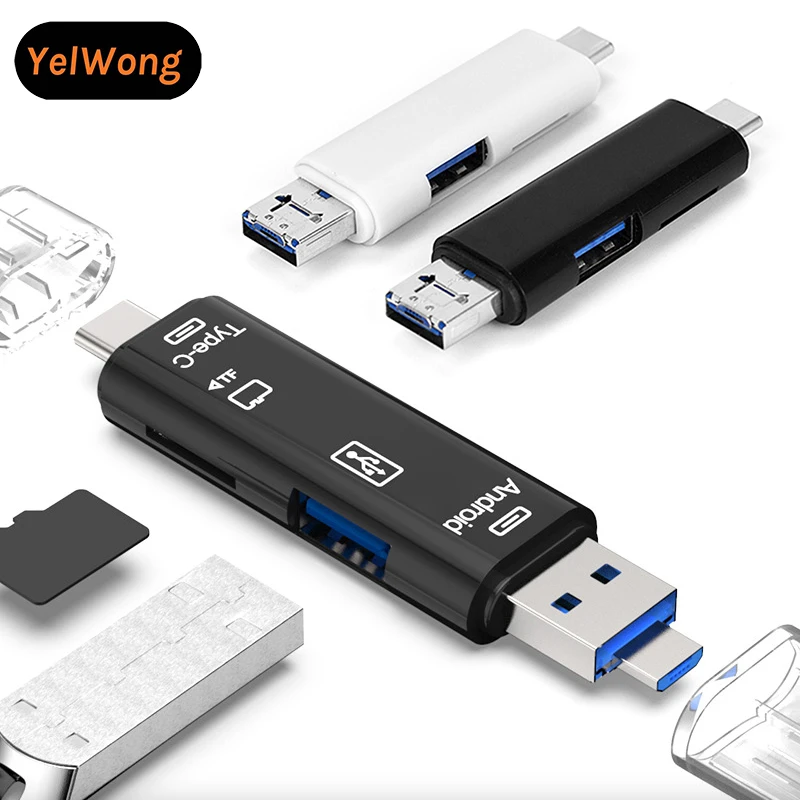 Кардридер 5 в 1 USB Type-C Micro OTG для ноутбуков и ПК | Компьютеры офис