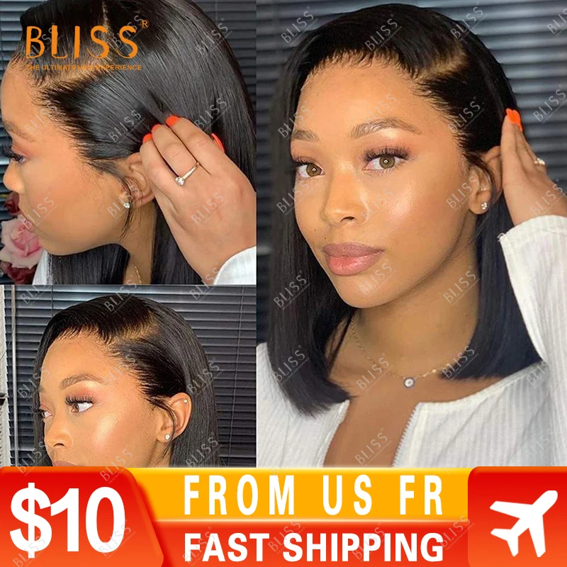 

Bliss Bob Wigs Human Hair Wigs with Bangs 2X6 Lace Closure Wig Human Hair Straight Bob Wigs Brazilian Virgin Straight Bob Human