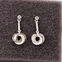 925 sterling silver pan earring glitter with crystal earrings for women wedding gift fashion jewelry