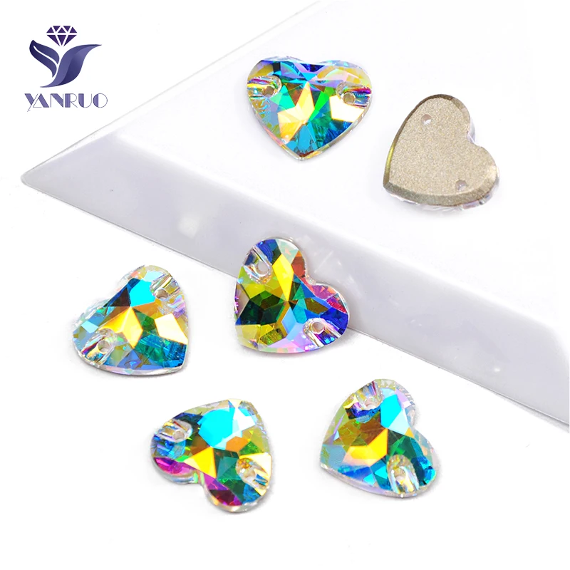 YANRUO 3259 все размеры AB сердце DIY ремесла Flatback Стеклянные стразы пришить камни и