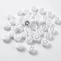 50pcslot white mixed acrylic smiling beads round flat alphabet spacer beads for jewelry making handmade diy bracelet necklace