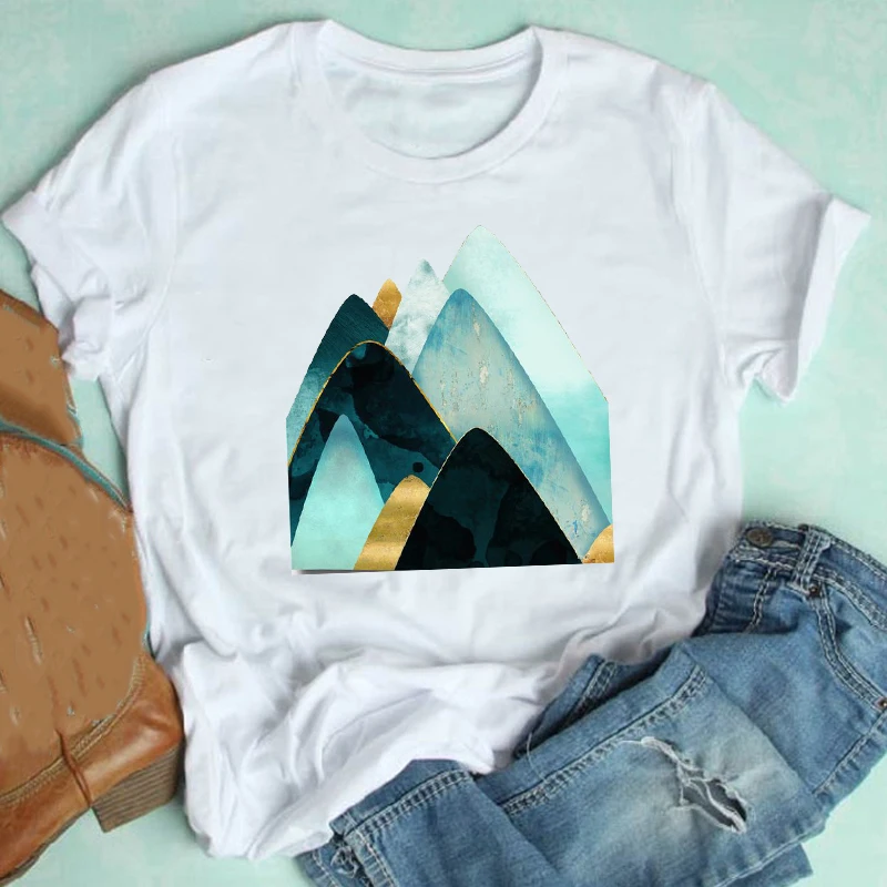 

Women Short Sleeve Cute Cartoon Style Watercolor Printing 90s Style Fashion Clothes Print Tshirt Female Tee Top Graphic T-shirt