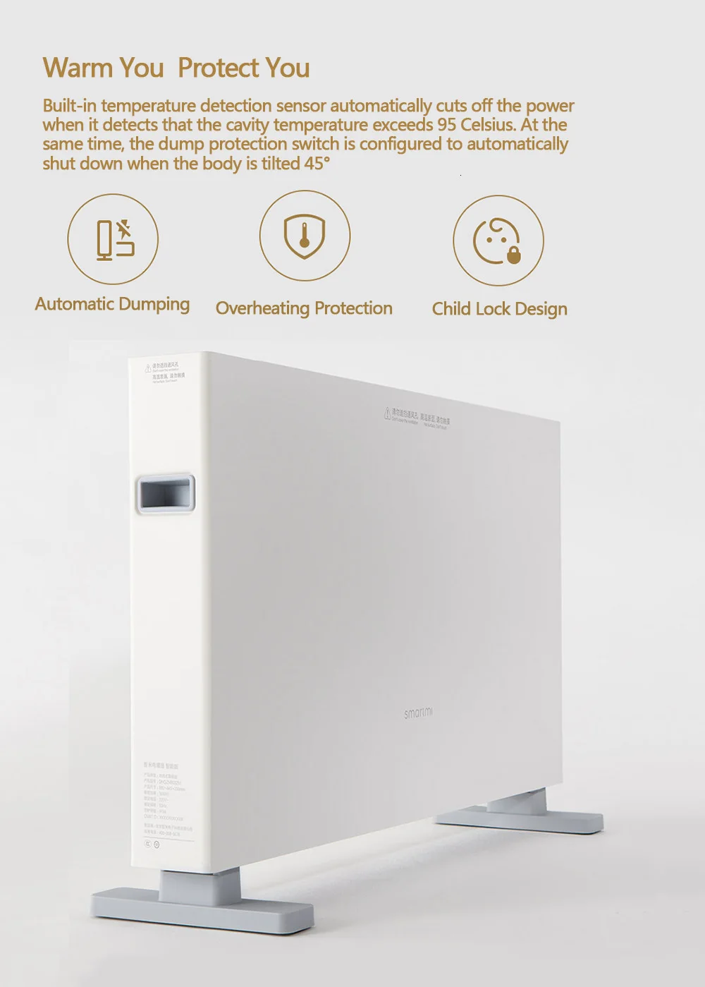 Электрический обогреватель Xiaomi Smartmi с конвекцией и нагревом, с питанием от энергии, без индукции, бесшумный, двойная защита безопасности для дома, теплый