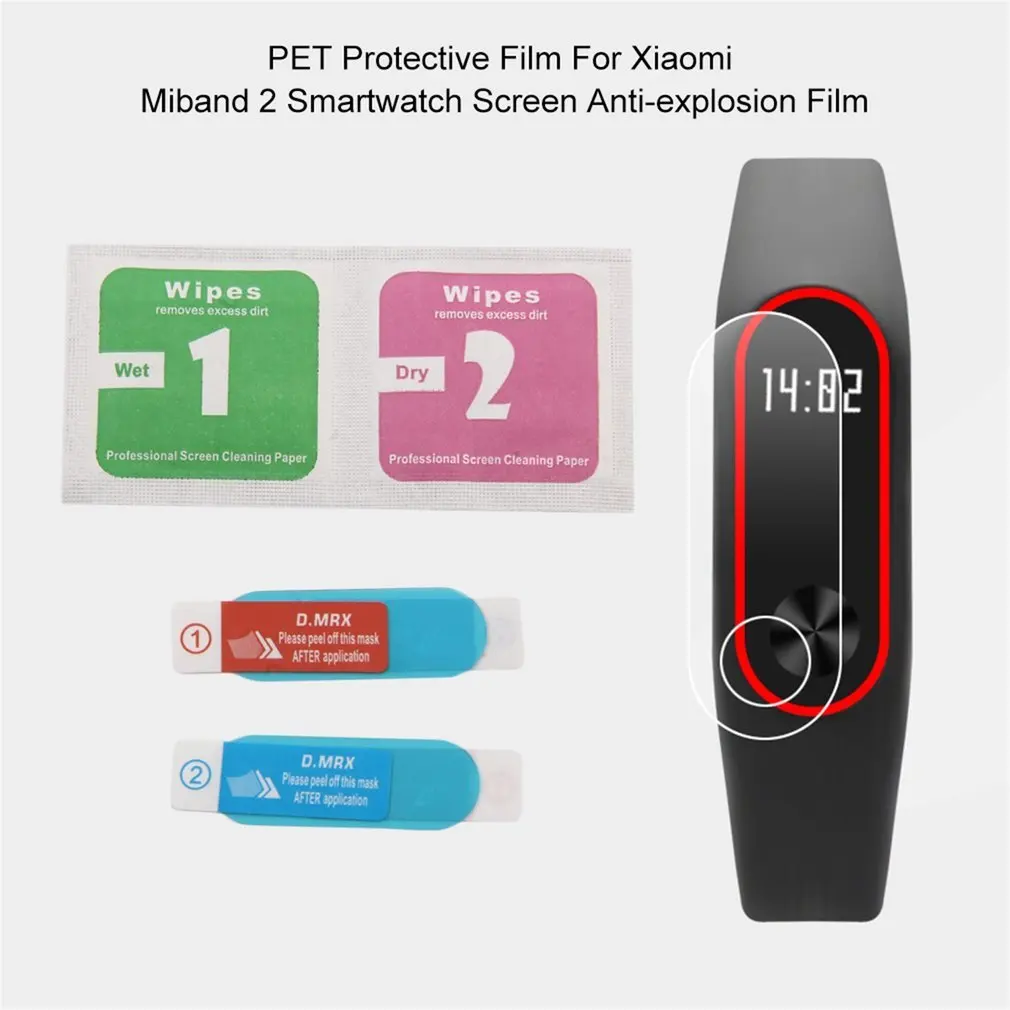 2pcs/set Explosion Proof HD transparen Protective Film For  Miband 2 Smartwatch Screen Anti-scratch Anti-explosion Film