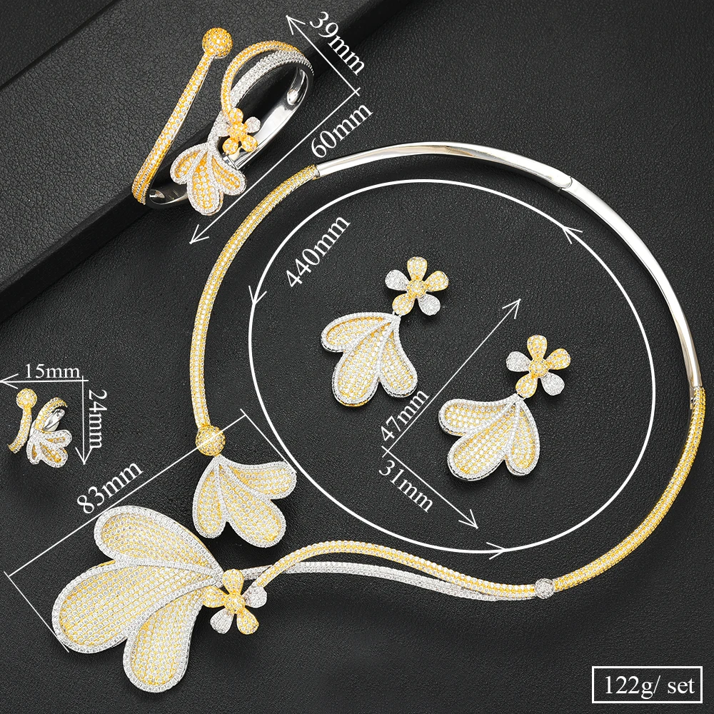 

missvikki Luxury Queen Princess Bridal Ornaments Noble Necklace Bangle Earrings Ring Full AAA CZ Jewelry Set for Women Wedding