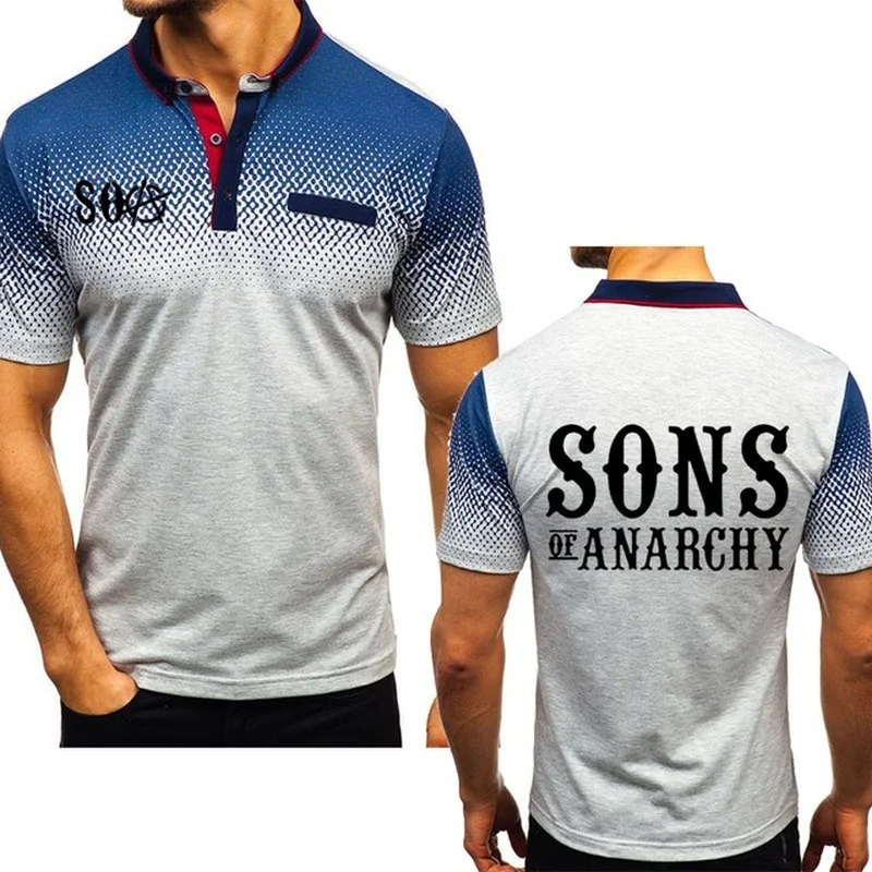 

2021Men's tops SOA Sons of anarchy the child Printed high quality Cotton Crew neck Short Sleeve casual Men's Polo shirt X