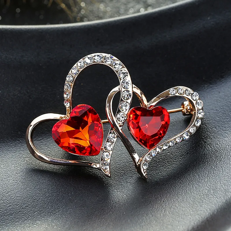 Роскошная элегантная красно-серая брошь из металлического сплава в виде милого