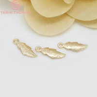 190410pcs 6x16mm 24k champagne gold color plated brass feather charms high quality diy jewelry accessories