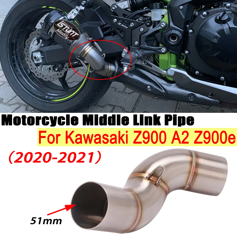 

51mm Motorcycle Stainless Steel Exhaust Escape Modified Middle Connection Link Pipe Slip On For Kawasaki Z900 A2 Z900e 2020 2021