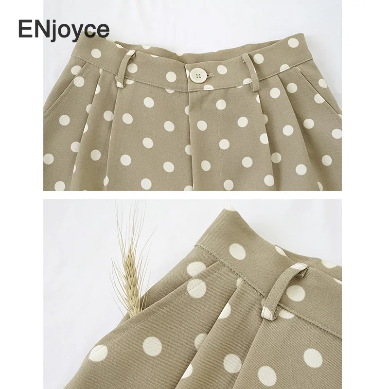 2020 Spring Summer Vintage Polka Dot Printed Blazer Shorts Women Casual Wide Leg Female Blazers Elegant Office Ladies Set | Женская