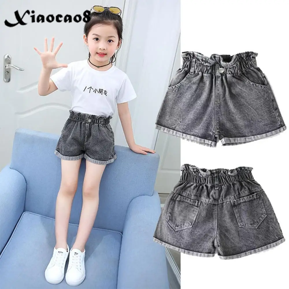Шорты джинсовые для девочек 4-14 лет Короткие штаны с дырками детей летняя одежда