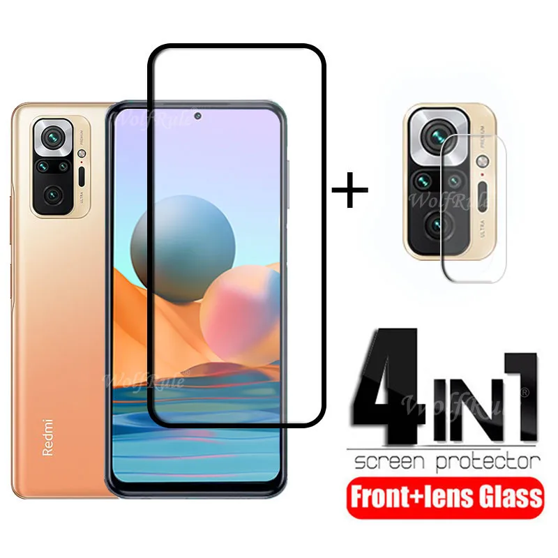 Cristal 4 en 1 para Xiaomi Redmi Note 10 Pro Max, Protector de pantalla completo para Redmi Note 10 Pro, cristal de lente-0