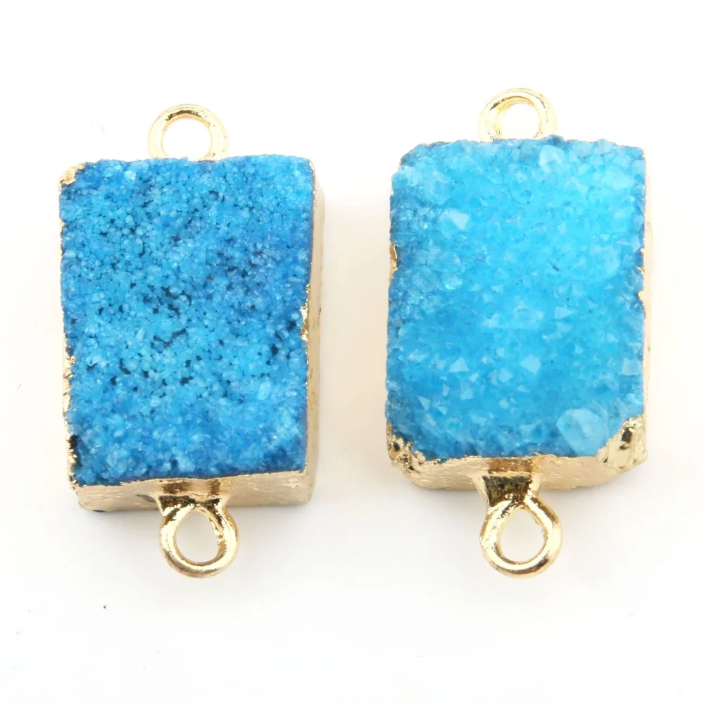 Кулон из натурального камня квадратный хрустальный кластер Соединитель с двумя