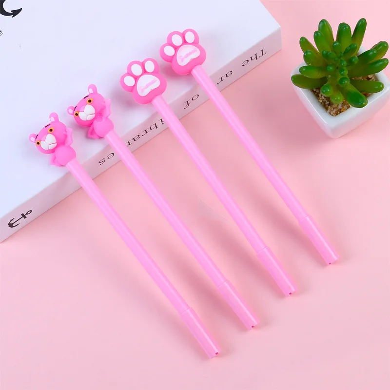 

40PCS Creative Stationery Pink Tiger Tiger Claw Gel Pen Full Needle Head Black Signature Pen Cute Cartoon Pen