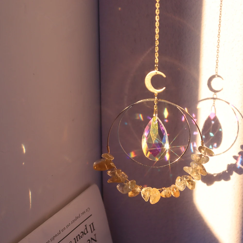 Хрустальные призмы от солнца колокольчики ветра подвесные в виде Луны и звезды