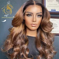Ombre Brown Color Lace Front Wigs with Baby Hair Pre Plucked Human Hair Wig Brazilian Remy Hair Glueless Lace Wig