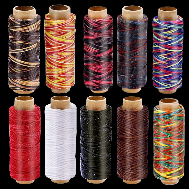 

MIUSIE 10 Pcs Durable Leather Waxed Thread Tools Cord for DIY Handicraft Tool Hand Stitching Thread Flat Waxed Sewing Line