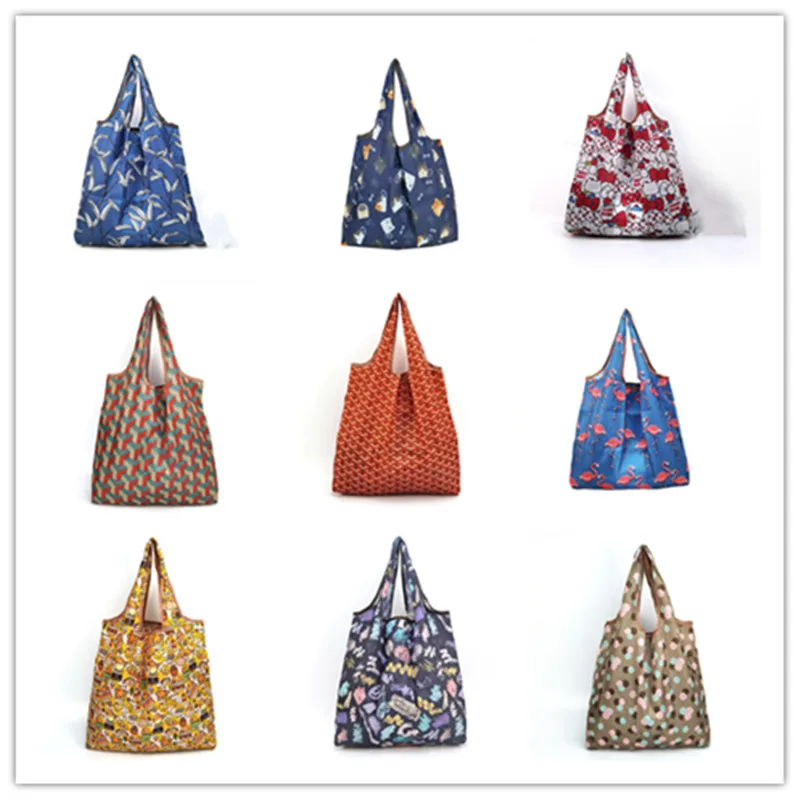 

Supermarket Shopping Bag Medium Size Environment-friendly Tote Bag Collapsible Portable Waterproof Nylon Fabric Shopping Bag