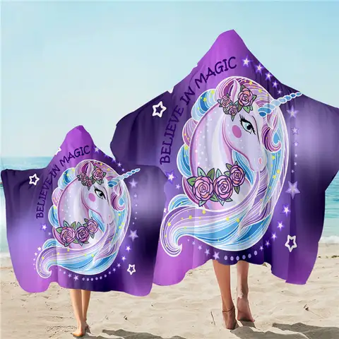 Постельное белье на выход единорог с капюшоном банное полотенце из микрофибры полотенце с капюшоном для детей взрослых цветочный мультфильм носимые пляжное одеяло