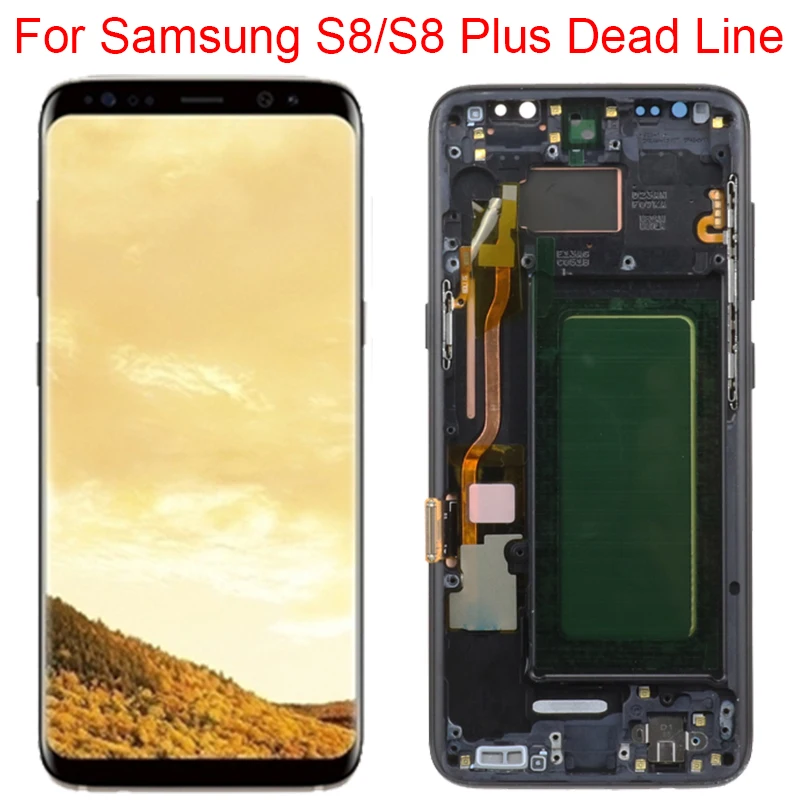 Original S8 LCD For Samsung S8 Plus Display With Frame SM-G950A G955F LCD Touch Screen Digitizer Assembly Dead Line